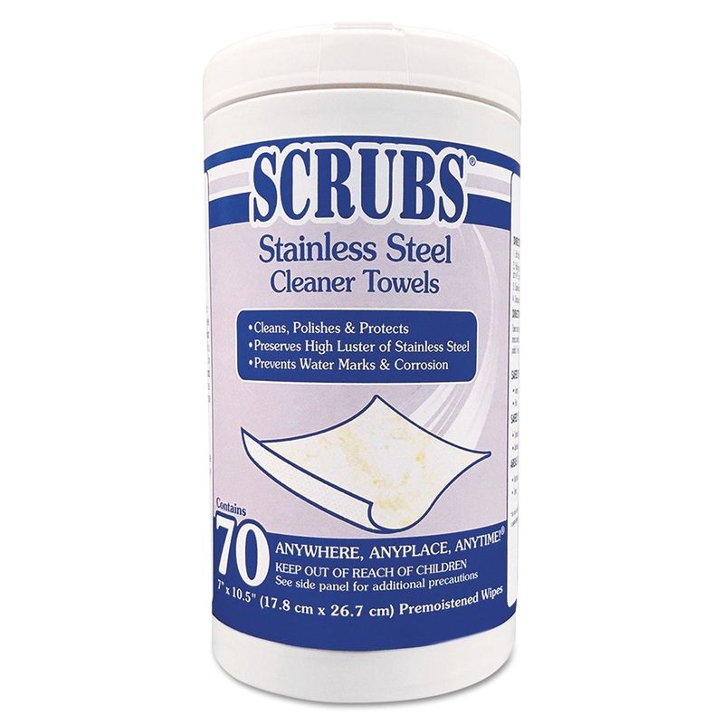 Stainless Steel Cleaner Towels, 7 X 10 1/2, 70 Wipes/pack, 6 Packs/carton