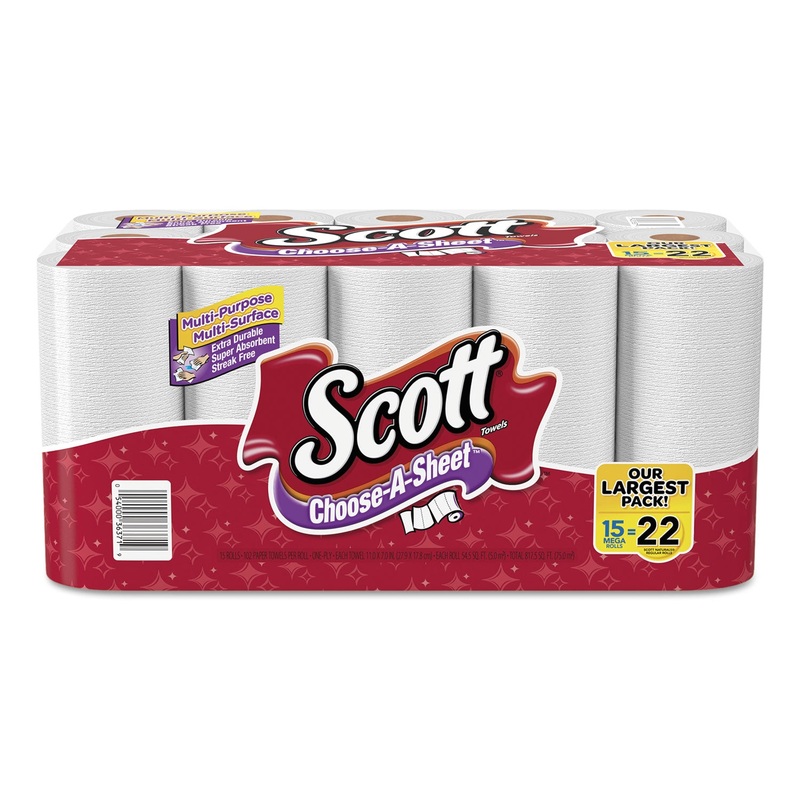 Choose-A-Sheet Mega Roll Paper Towels, 1-Ply, White, 102/roll, 30 Rolls Carton