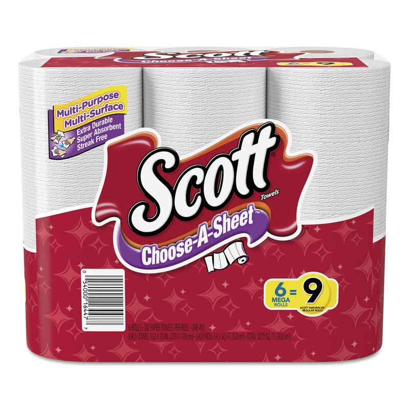 Choose-A-Size Mega Roll, White, 102/roll, 6 Rolls/pack, 4 Packs/carton