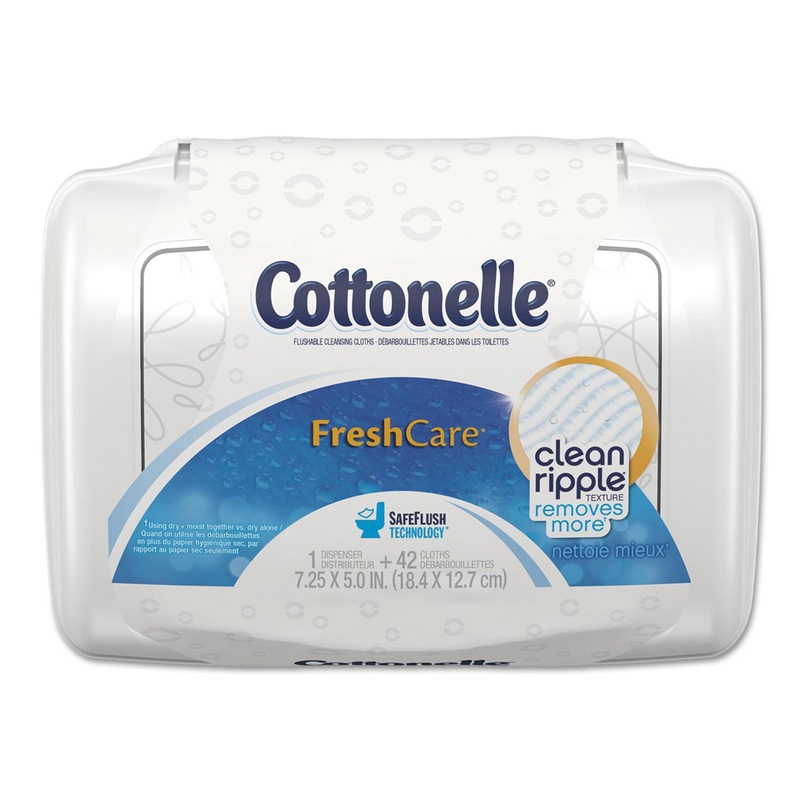 Fresh Care Flushable Cleansing Cloths, White, 3.75 X 5.5, 42/pack