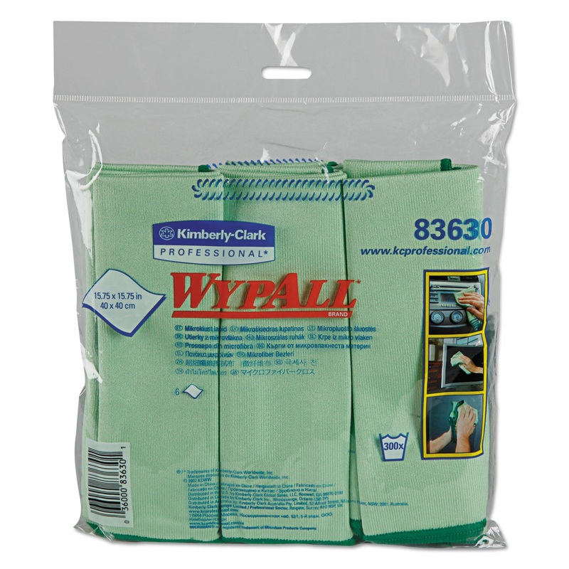 Microfiber Cloths, Reusable, 15 3/4 X 15 3/4, Green, 24/carton
