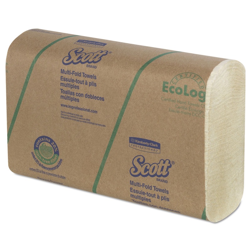 Multi-Fold Towels, 20% Plant Fiber/absorbency Pkts,9 2/5×9 1/5, 250/pk, 16 Pk/ct