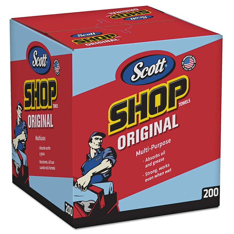 SHOP TOWELS, POP-UP BOX, BLUE, 10 X 12, 200/BOX, 8 BOXES/CARTON