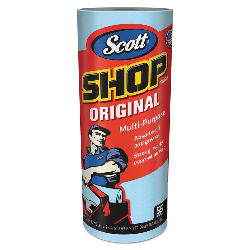 SHOP TOWELS, STANDARD ROLL, 10.4 X 11, BLUE, 55/ROLL, 12 ROLLS/CARTON