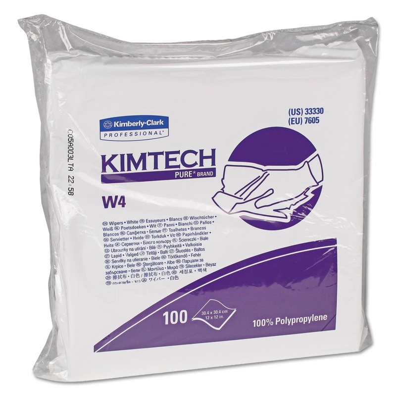 W4 Critical Task Wipers, Flat Double Bag, 12×12, White, 100/pack, 5 Packs/carton