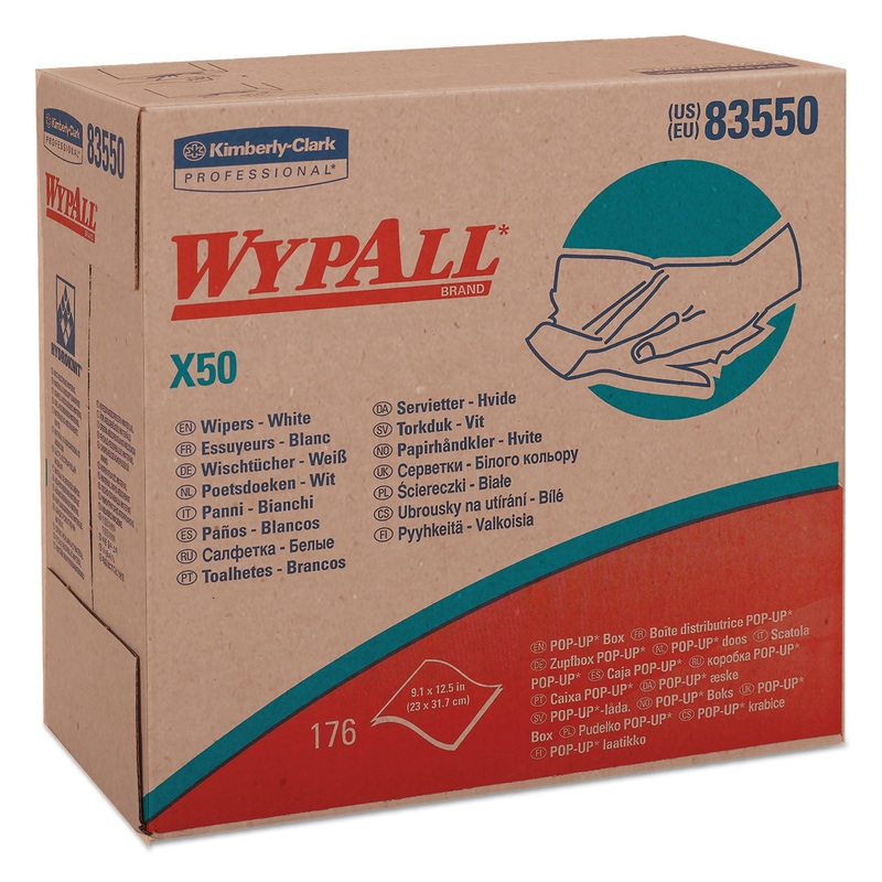 X50 Cloths, Pop-Up Box, 9 1/10 X 12 1/2, White, 176/box, 10 Boxes/carton