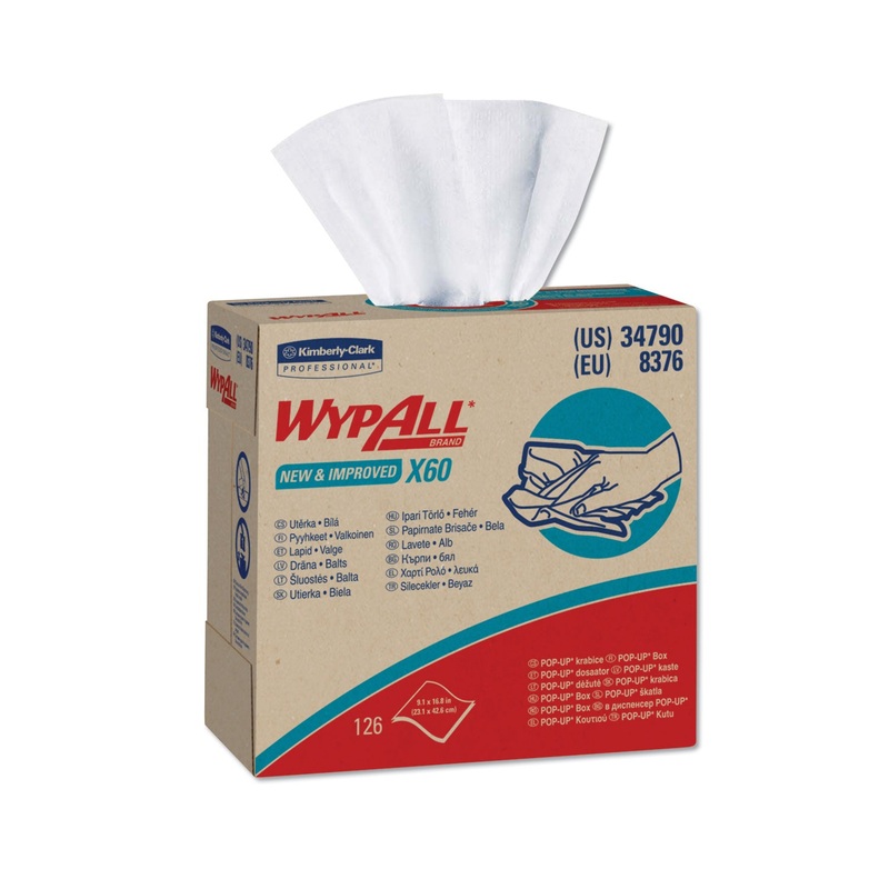 X60 Cloths, Pop-Up Box, White, 9 1/8 X 16 4/5, 126/box