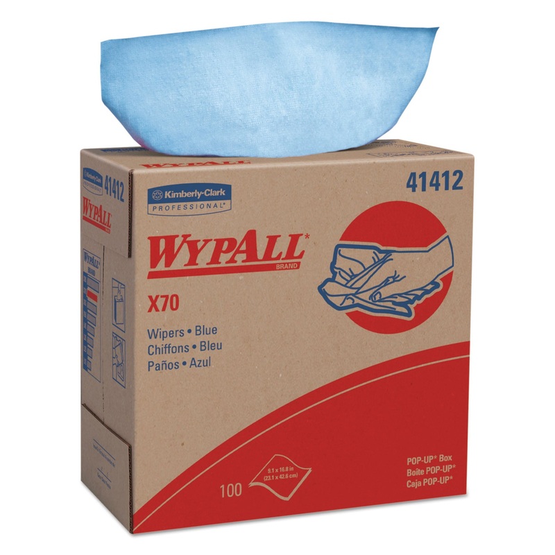 X70 Cloths, Pop-Up Box, 9 1/10 X 16 4/5, Blue, 100/box, 10 Boxes/carton