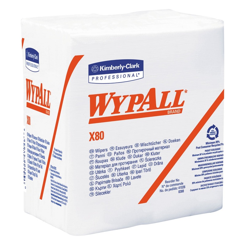 X80 CLOTHS, HYDROKNIT, 1/4 FOLD, 12 1/2 X 12, WHITE, 50/BOX, 4 BOXES/CARTON