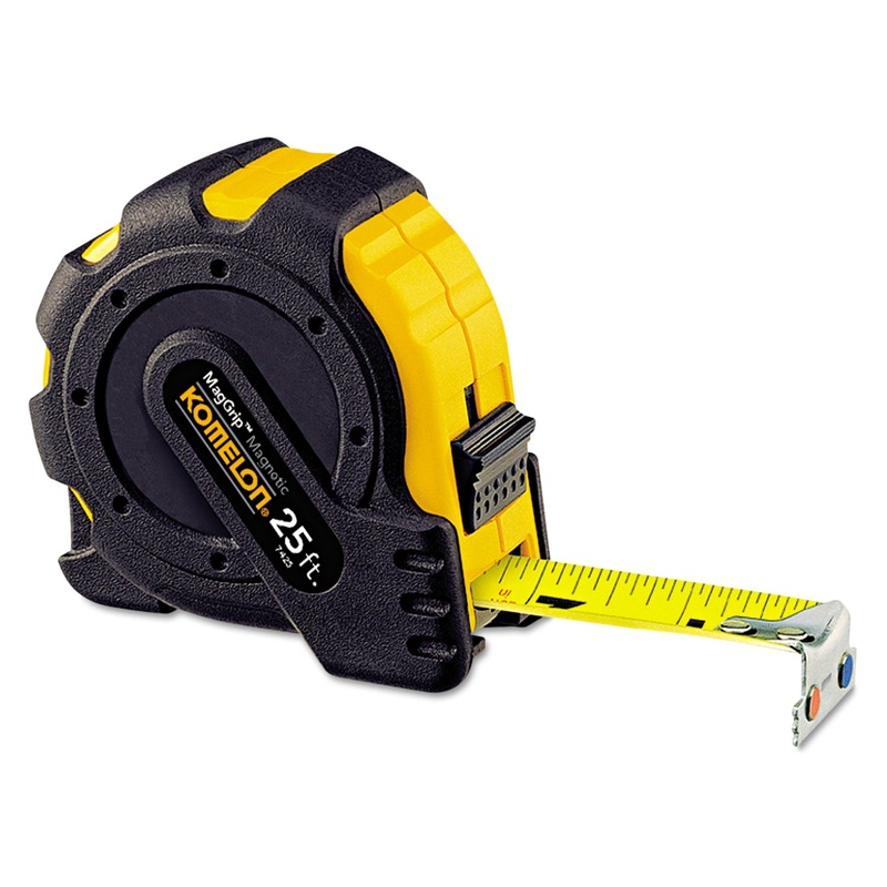 Maggrip Tape Measure, 1″ X 25ft, Metal Case, Black/yellow, 1/16″ Graduation