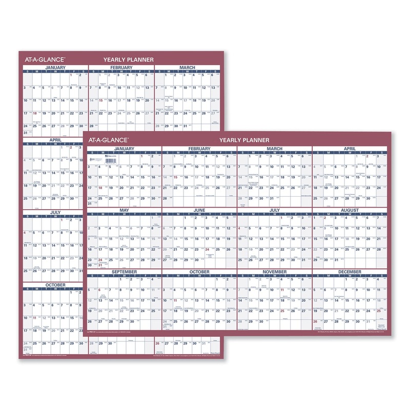 Vertical/horizontal Wall Calendar  24 X 36  White/blue/red Sheets  12-Month (jan To Dec): 2022