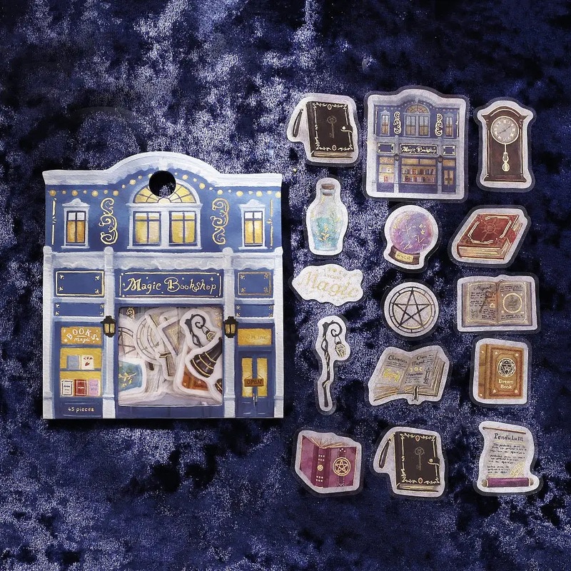 BGM Flake Sticker – Foil Stamping – Fantasy Shopping District – Magical Antique Bookstore