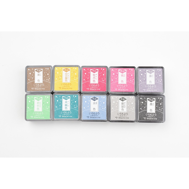 Shachihata Oil-Based Ink Pad – Iromoyo Kosai – Traditional Japanese Colors With Shimmer – Mini