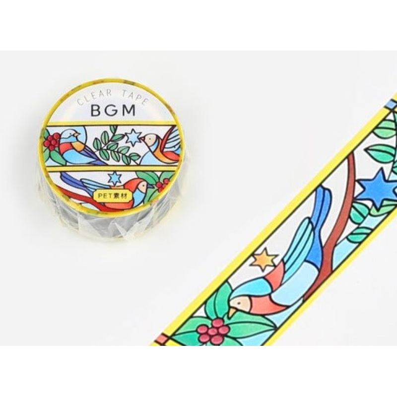 BGM Clear Tape – Stained Glass Birds And Plants