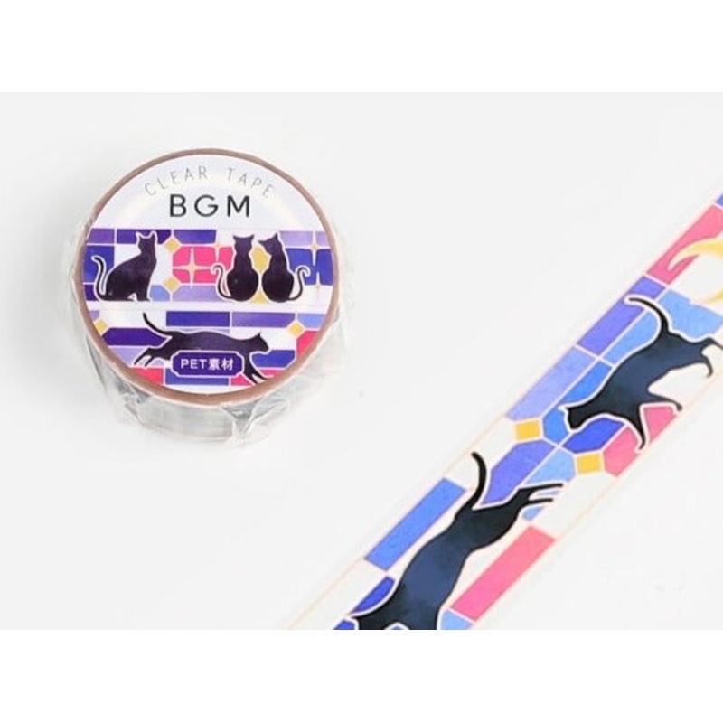 BGM Clear Tape – Stained Glass Black Cat