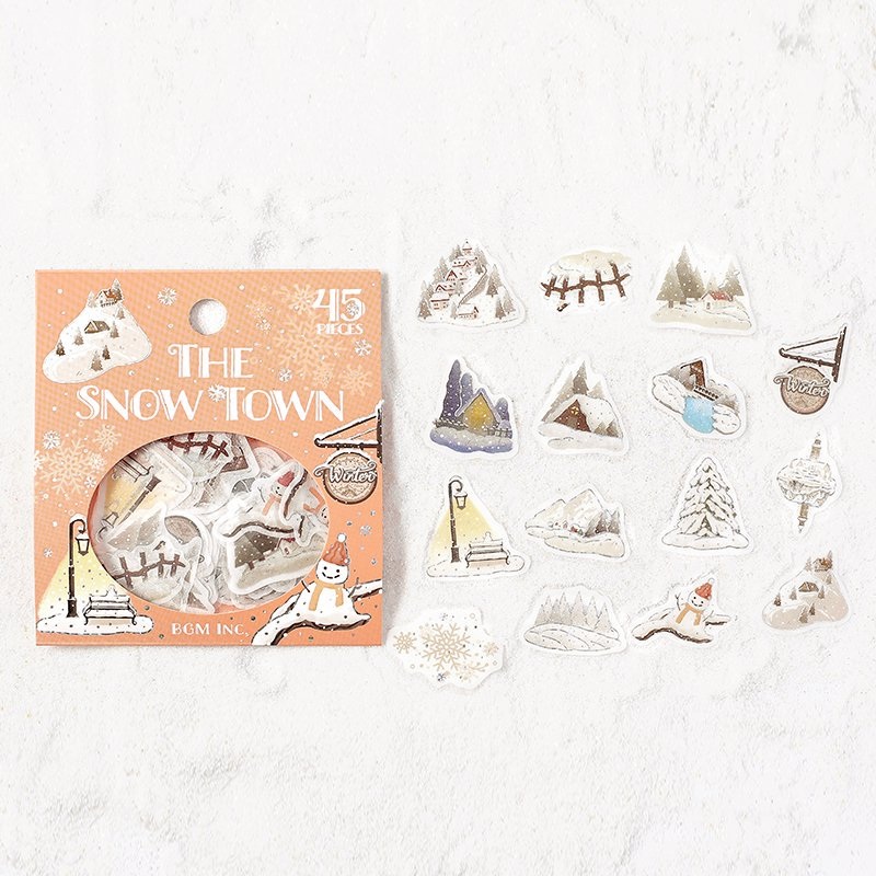 BGM Flake Sticker – Foil Stamping – Winter – Snowy Town – Limited Edition
