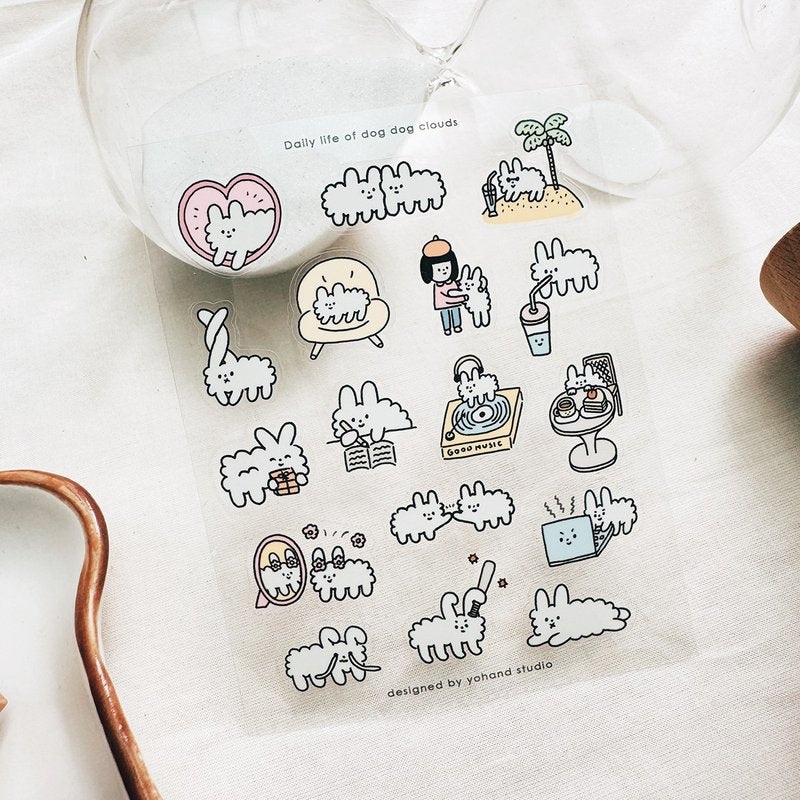 Yohand Studio Clear Sticker Sheet – Cloud Dog Daily
