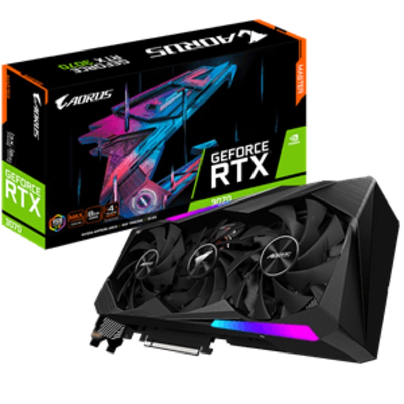 GIGABYTE GEFORCE RTX 3070 AORUS MASTER 8G REV 2.0 LHR GRAPHICS CARD, 8GB GDDR6, DISPLAYPORT 1.4A X3, HDMI 2.1 X3