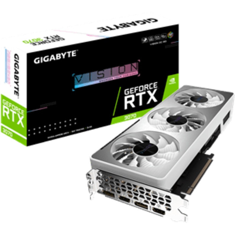 GIGABYTE GEFORCE RTX 3070 VISION OC 8G GRAPHICS CARD REV 2.0 LHR,  8GB GDDR6, DISPLAYPORT 1.4A X2, HDMI 2.1 X2