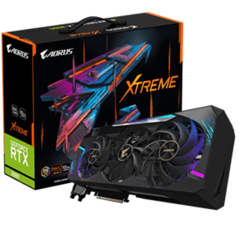 GIGABYTE GEFORCE RTX 3080 AORUS XTREME 10G REV 2.0 LHR GRAPHICS CARD, 10GB GDDR6X, 1905 MHz, DISPLAYPORT 1.4A X3, HDMI 2.1 X3