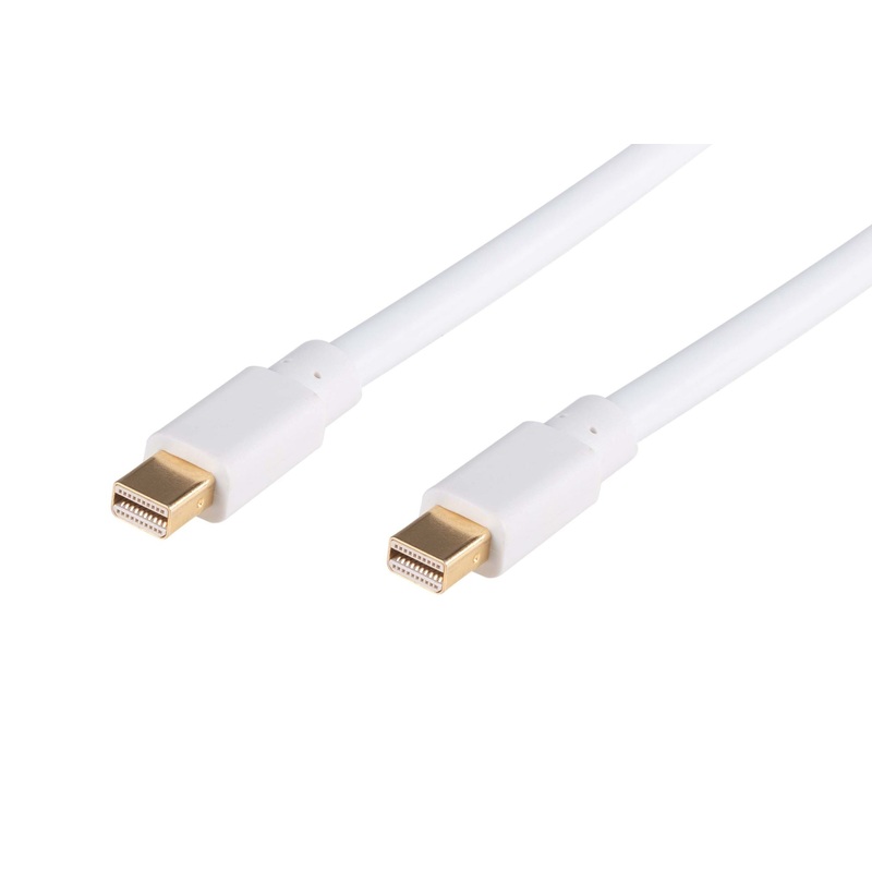 DYNAMIX 2M Mini DisplayPort Male to Mini DisplayPort Male Cable. Max Res: 4K@60Hz. Colour White.