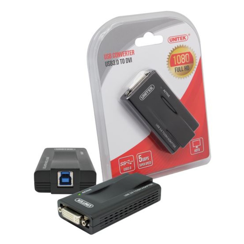 UNITEK USB-A 3.0 to DVI and VGA Converter. Supports Full HD 1080p Res, Up to 2048 x 1152. Supports Mirroring, Extension, Multi-screen & Screen Rotation. STOCK CLEARANCE SALE Up to 30% OFF