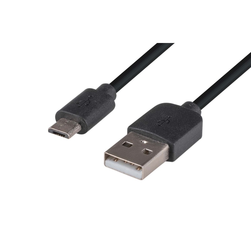 DYNAMIX 0.3m USB 2.0 Micro-B Male to USB-A Male Connectors. Colour Black.