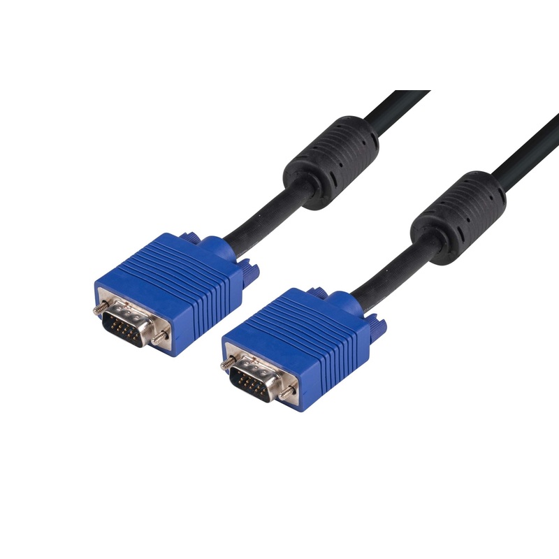 DYNAMIX 1m VESA DDC1 & DDC2 VGA Male/Male Cable – Moulded, BLACK Colour. Coaxial Shielded