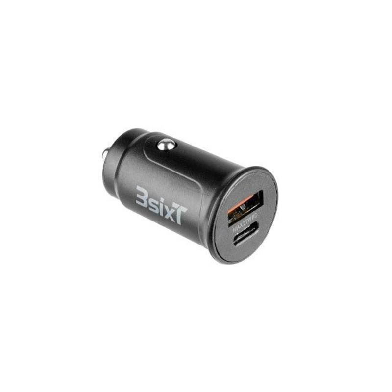 3sixT Car Charger 27W USB-C + USB-A QC3.0 – Black