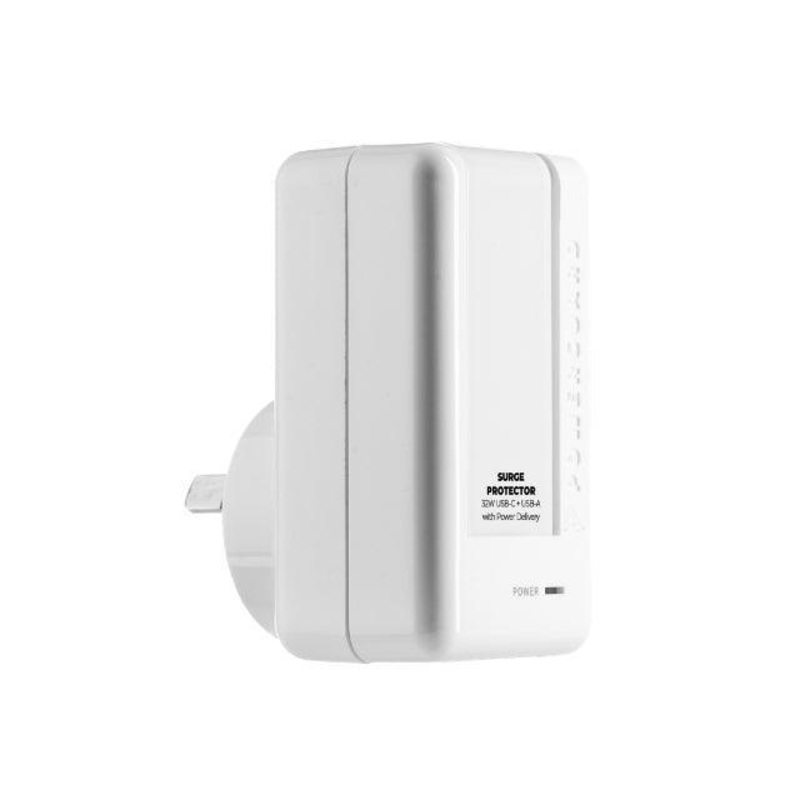 3sixT/PowerGuard Surge Protector 32W USB-C + USB-A – White
