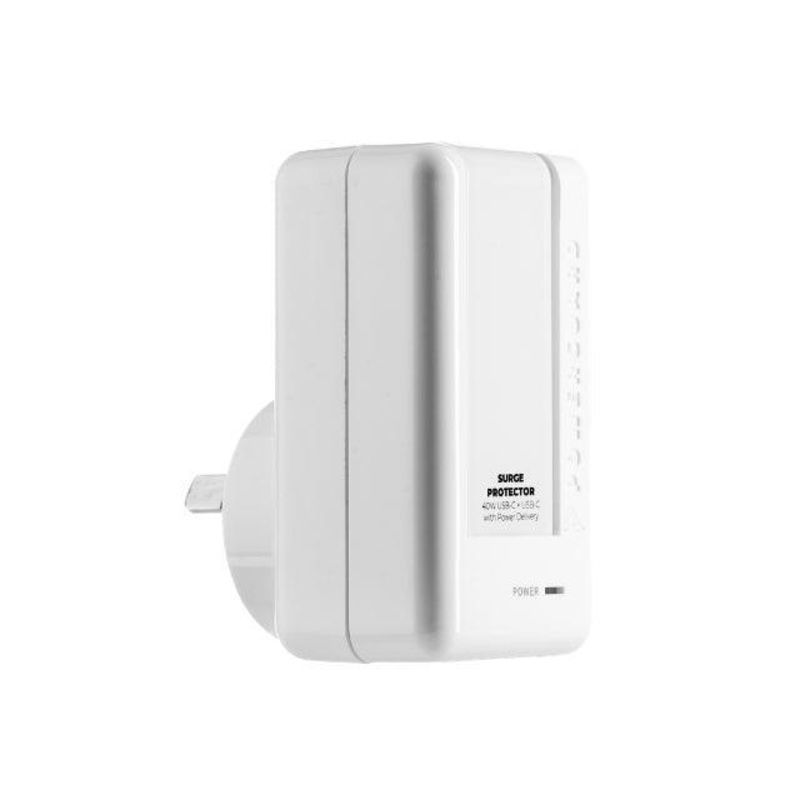 3sixT/PowerGuard Surge Protector 40W USB-C x2 – White