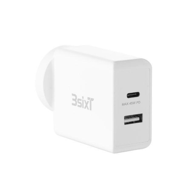 3sixT Wall Charger ANZ 45W USB-C PD + 2.4A – White
