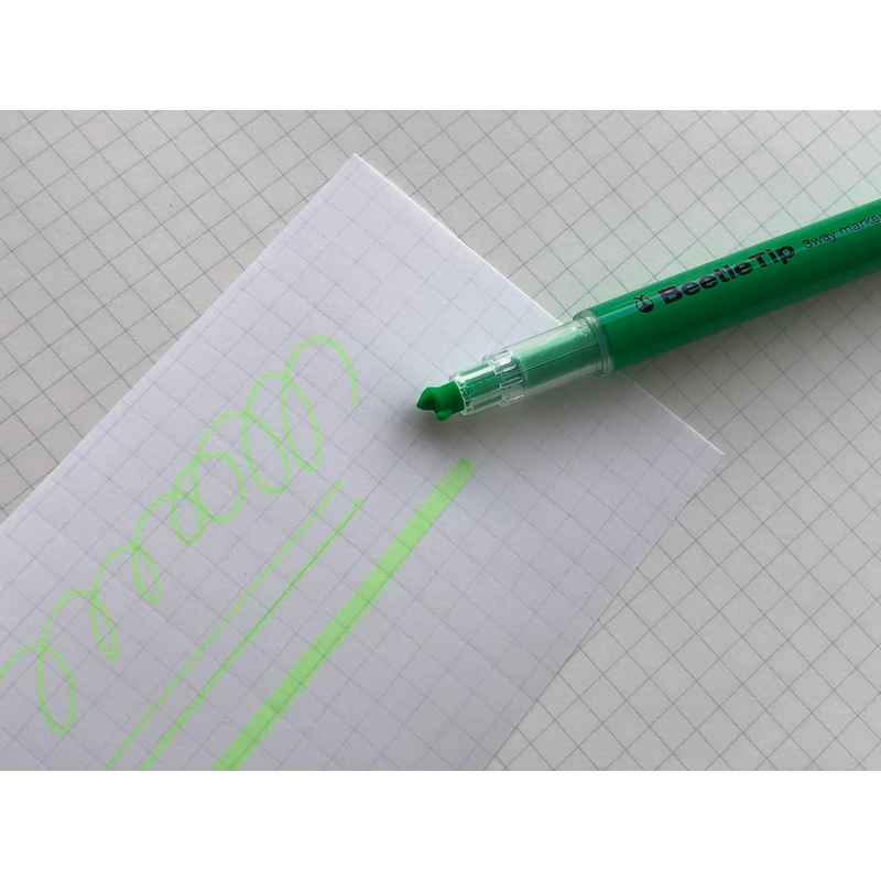 Kokuyo Beetle Tip 3way Highlighter Pen – Light Green