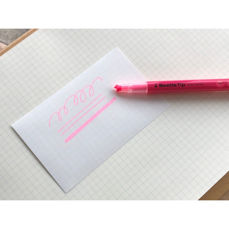 Kokuyo Beetle Tip 3way Highlighter Pen – Pink