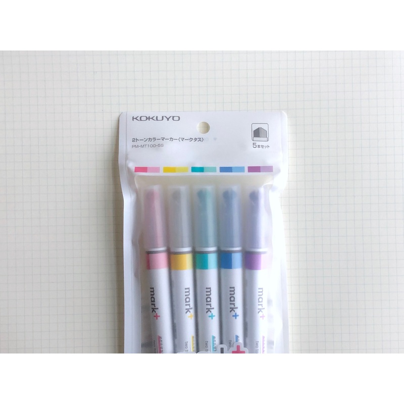 Kokuyo Mark+ Two Tone Highlighter – 5 Color Set