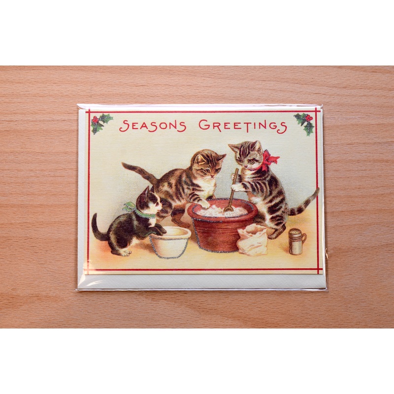 Seasons Greetings Cats Baking Greeting Card
