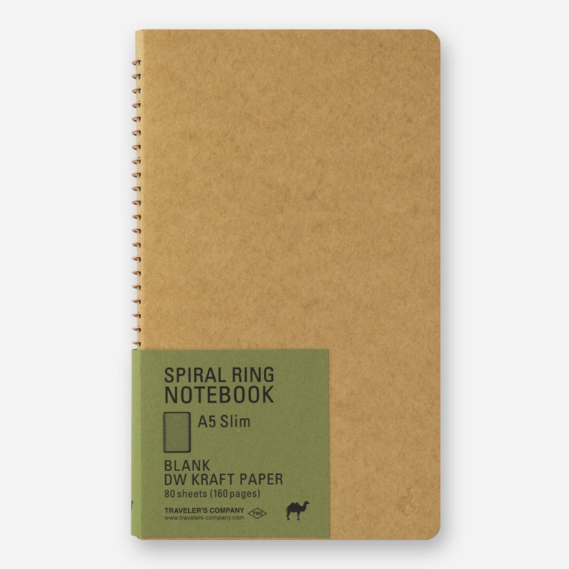 TRAVELER’s Company – Spiral Ring Notebook – Blank DW Kraft Paper – A5 Slim