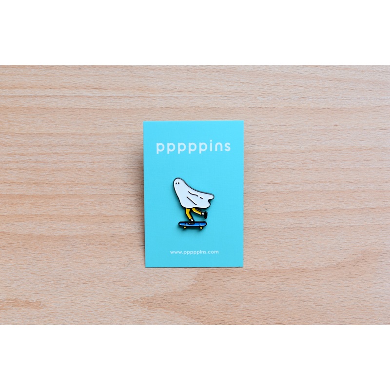 Ghost Skateboarder Pin
