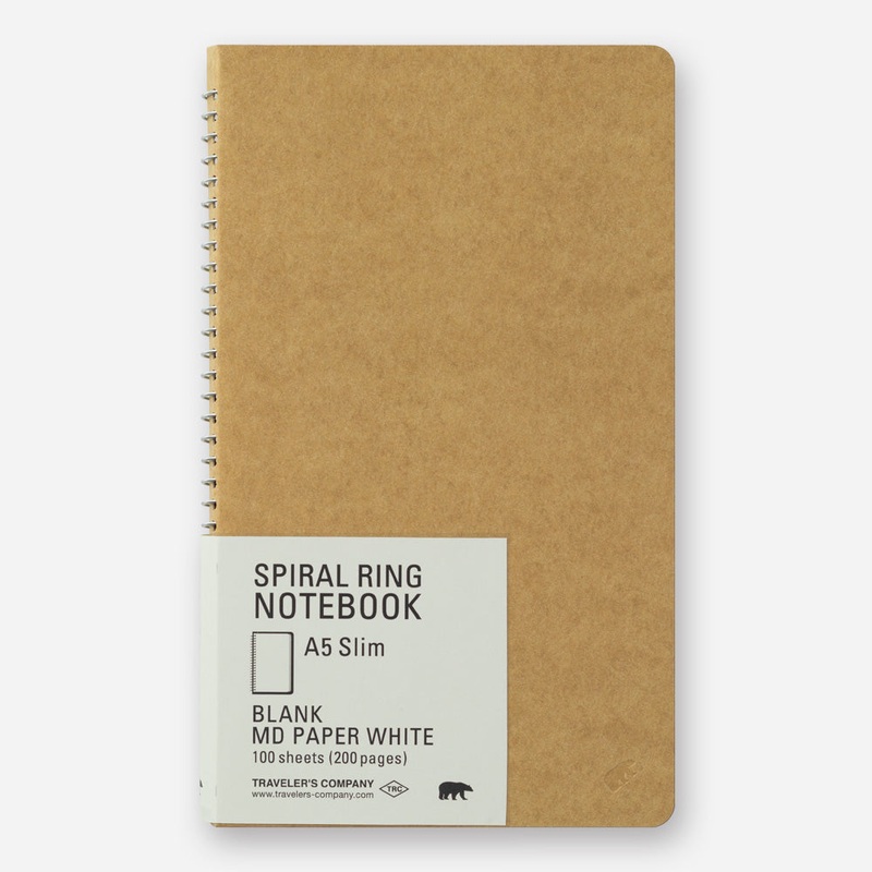 TRAVELER’s Company – Spiral Ring Notebook – Blank MD Paper White – A5 Slim