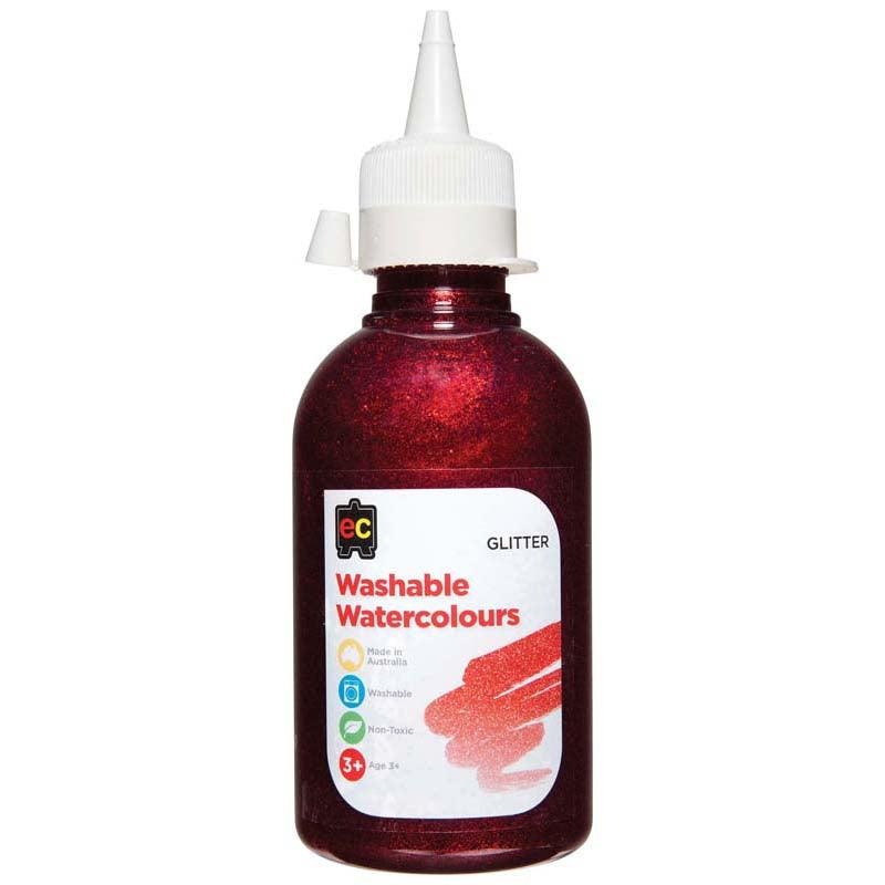 EC Paint Washable Watercolours Glitter 250ml Red