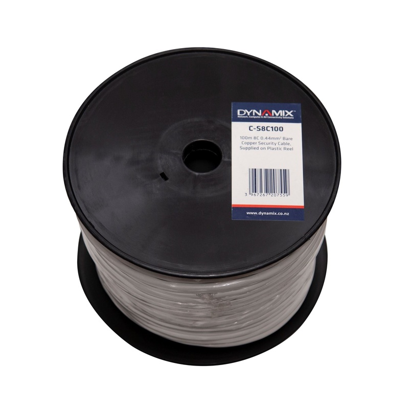 DYNAMIX 100m 8C 0.44mm Bare Copper Security Cable Supplied on Plastic Reel