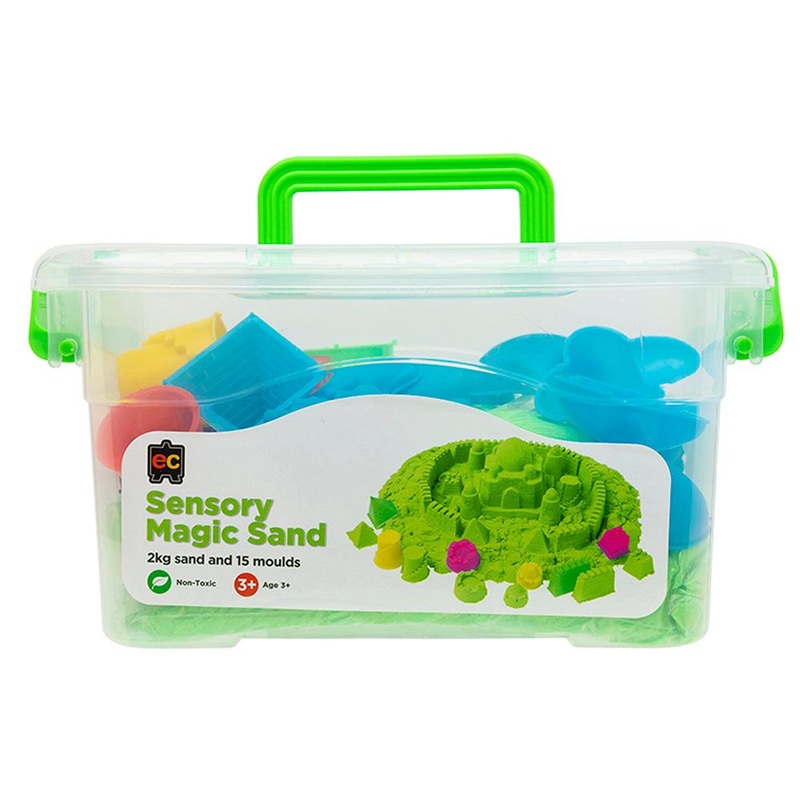 EC Sensory Magic Sand with Moulds 2kg Tub Green