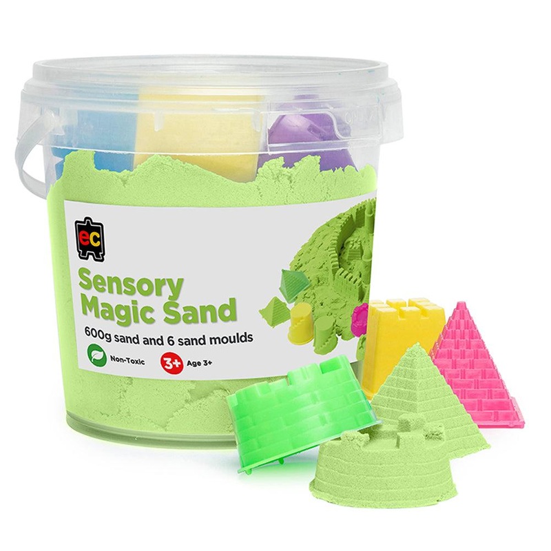 EC Sensory Magic Sand with Moulds 600gm Tub Green