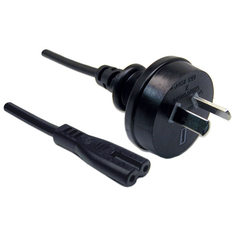 DYNAMIX 0.3M 2-Pin plug to C7 Figure 8 connector. 7.5A. SAA approved power cord. 0.75mm copper core. BLACK Colour.