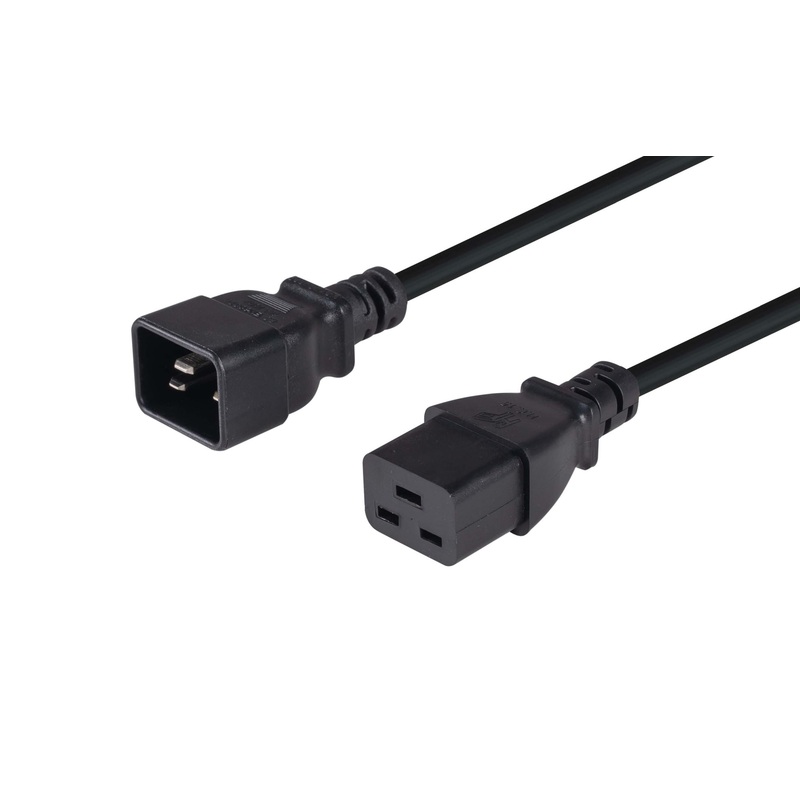 DYNAMIX 0.5M IEC 16A Power Extension Cord. (C20 Plug to C19 Socket) 1.5mm. BLACK COLOUR