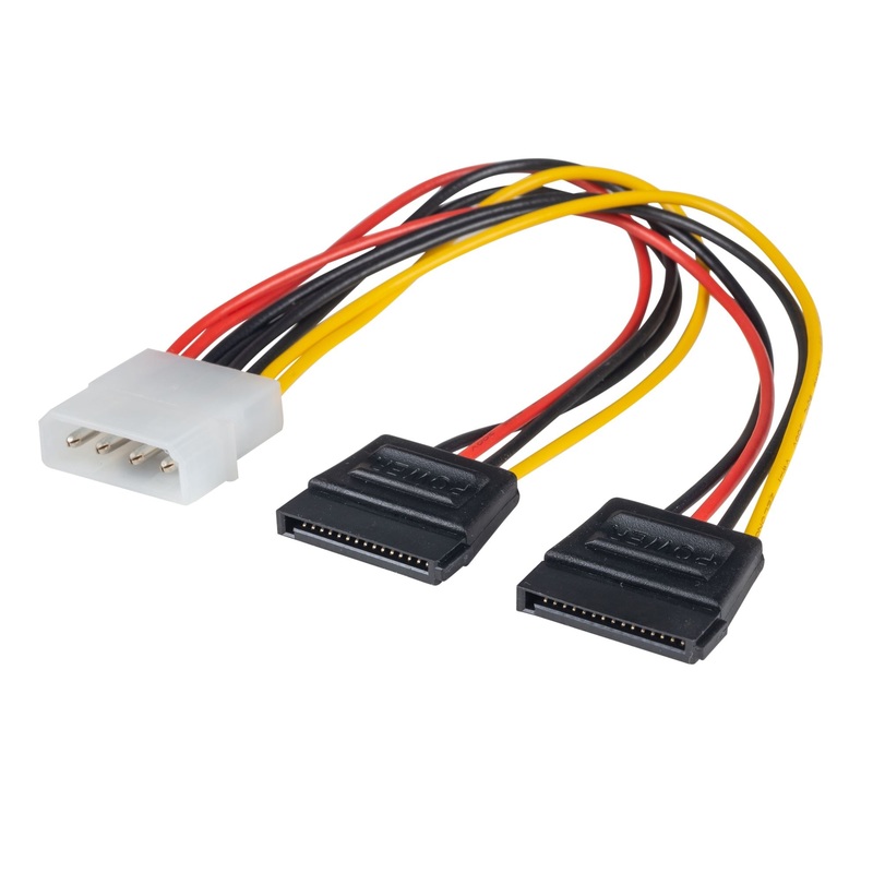 DYNAMIX Dual Port Serial ATA Power Splitter Cable, Converts standard 5.25” power connector to 2x Serial ATA