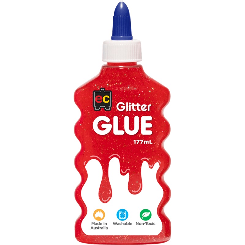EC Glitter Glue 177ml Red