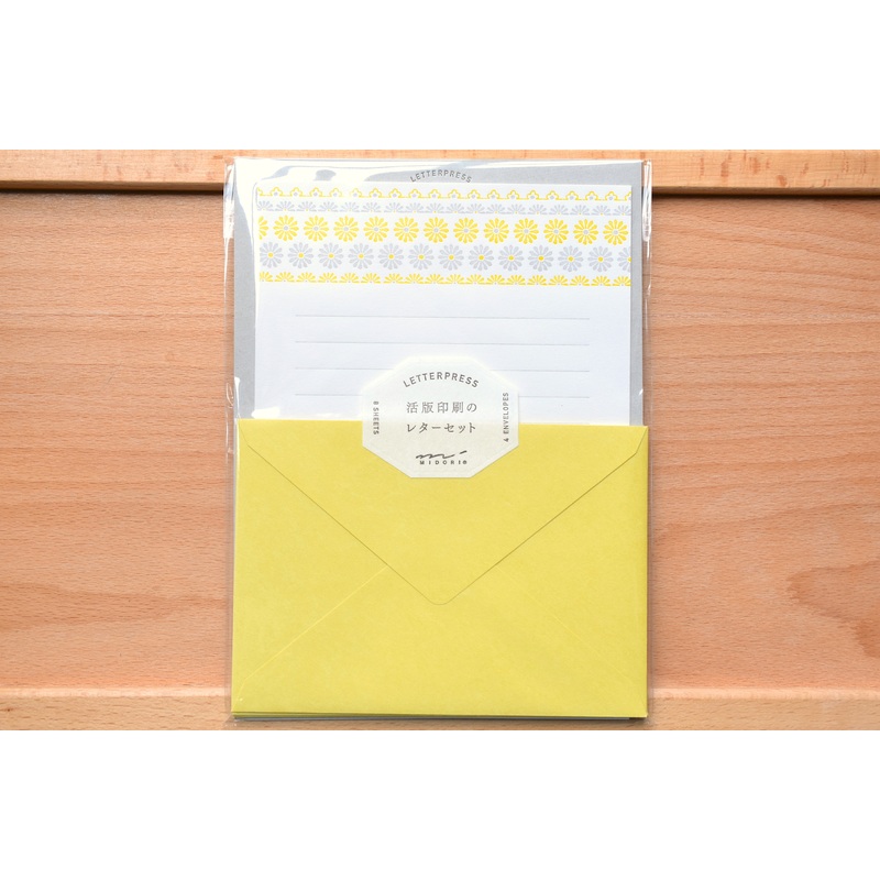 Letterpress Letter Set – Flower Line Pattern Yellow