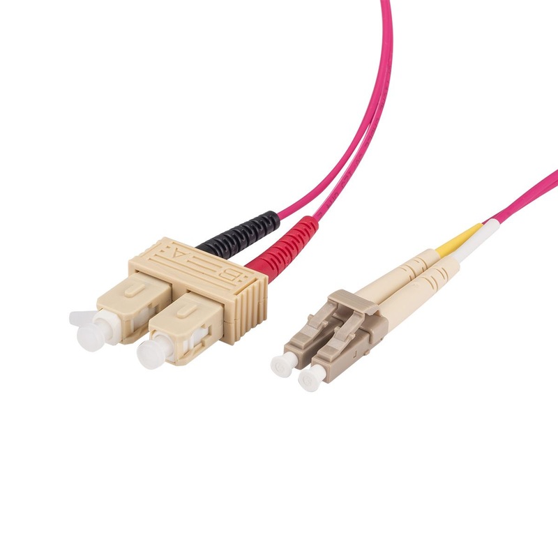 DYNAMIX 0.5M 50u LC/SC OM4 Fibre Lead (Duplex, Multimode) Raspberry Pink LSZH Jacket