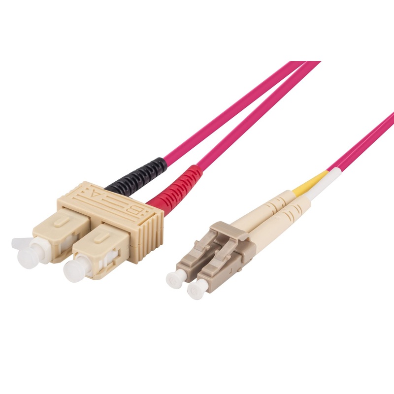 DYNAMIX 0.5M 50u SC/SC OM4 Fibre Lead (Duplex, Multimode) Raspberry Pink LSZH Jacket